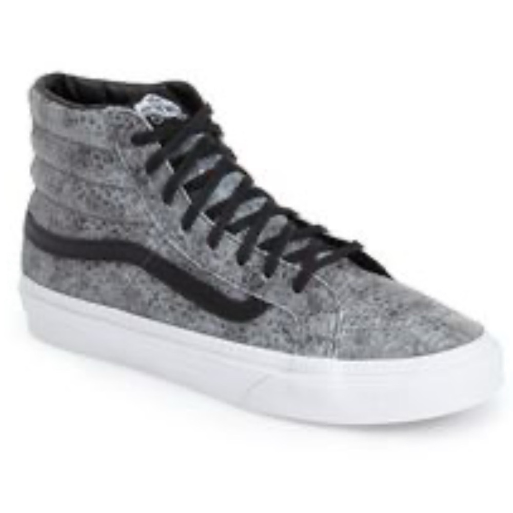 Vans Sk8 Hi Slim Metallic High Top Sneakers women’s 8 men’s 6.5 black silver
